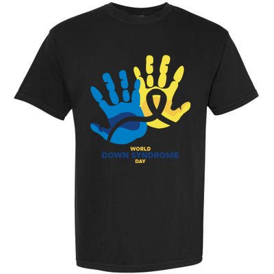 World Down Syndrome Day Handprint Awareness Garment-Dyed Heavyweight T-Shirt