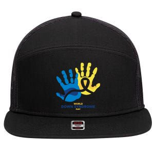 World Down Syndrome Day Handprint Awareness 7 Panel Mesh Trucker Snapback Hat