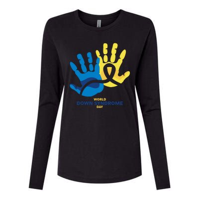 World Down Syndrome Day Handprint Awareness Womens Cotton Relaxed Long Sleeve T-Shirt