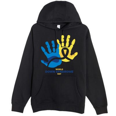 World Down Syndrome Day Handprint Awareness Premium Pullover Hoodie