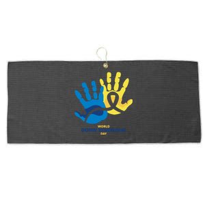 World Down Syndrome Day Handprint Awareness Large Microfiber Waffle Golf Towel