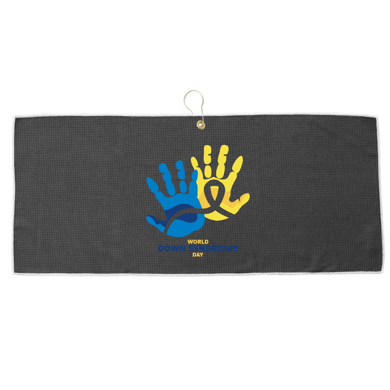World Down Syndrome Day Handprint Awareness Large Microfiber Waffle Golf Towel