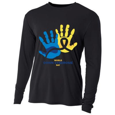 World Down Syndrome Day Handprint Awareness Cooling Performance Long Sleeve Crew