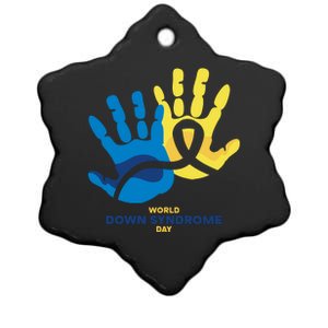 World Down Syndrome Day Handprint Awareness Ceramic Star Ornament