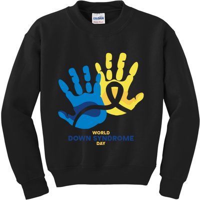 World Down Syndrome Day Handprint Awareness Kids Sweatshirt