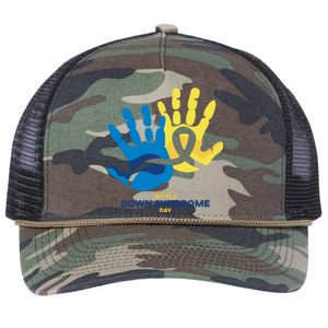 World Down Syndrome Day Handprint Awareness Retro Rope Trucker Hat Cap