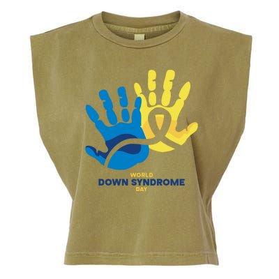 World Down Syndrome Day Handprint Awareness Garment-Dyed Women's Muscle Tee