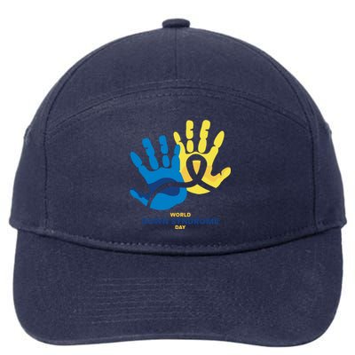 World Down Syndrome Day Handprint Awareness 7-Panel Snapback Hat