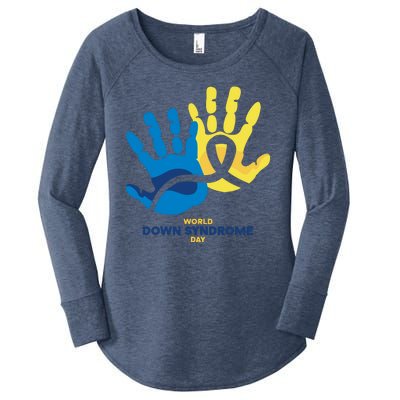 World Down Syndrome Day Handprint Awareness Women's Perfect Tri Tunic Long Sleeve Shirt