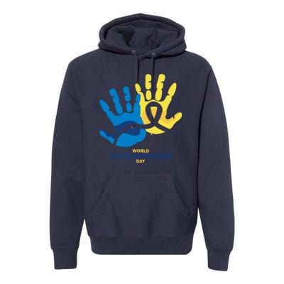 World Down Syndrome Day Handprint Awareness Premium Hoodie