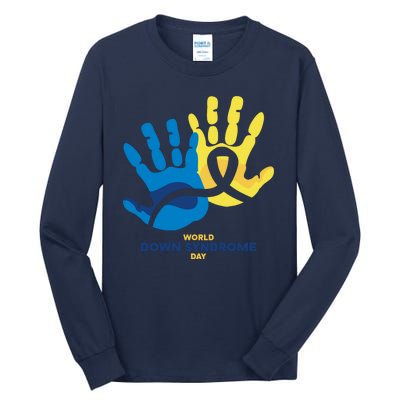 World Down Syndrome Day Handprint Awareness Tall Long Sleeve T-Shirt