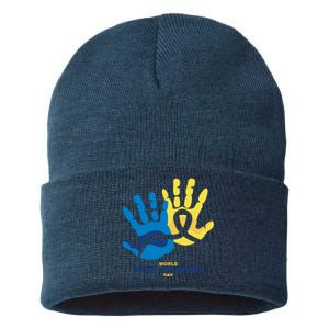 World Down Syndrome Day Handprint Awareness Sustainable Knit Beanie