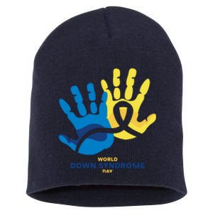 World Down Syndrome Day Handprint Awareness Short Acrylic Beanie