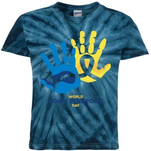 World Down Syndrome Day Handprint Awareness Kids Tie-Dye T-Shirt