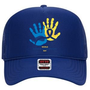 World Down Syndrome Day Handprint Awareness High Crown Mesh Back Trucker Hat