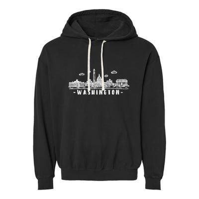 Washington Dc Skyline Garment-Dyed Fleece Hoodie