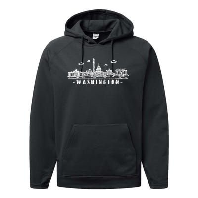 Washington Dc Skyline Performance Fleece Hoodie