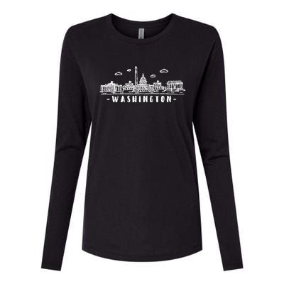 Washington Dc Skyline Womens Cotton Relaxed Long Sleeve T-Shirt