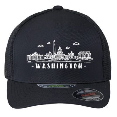 Washington Dc Skyline Flexfit Unipanel Trucker Cap