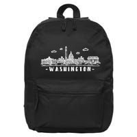 Washington Dc Skyline 16 in Basic Backpack