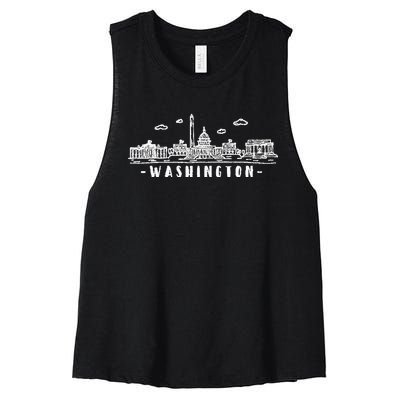 Washington Dc Skyline Women's Racerback Cropped Tank