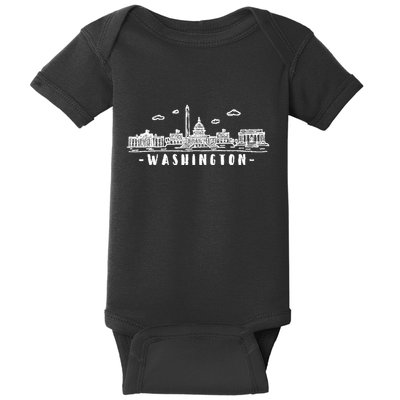 Washington Dc Skyline Baby Bodysuit