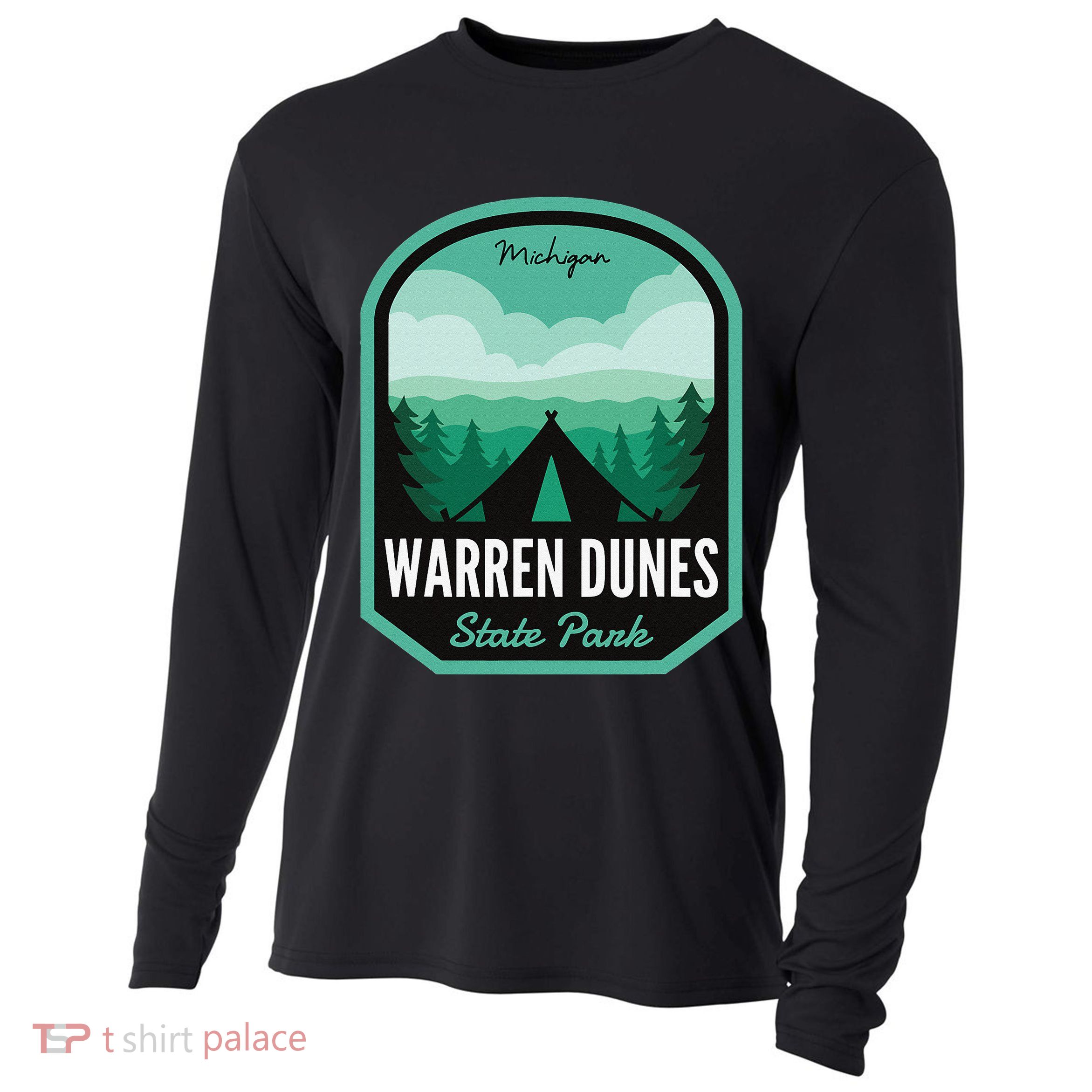 Warren Dunes State Park MI Camping Cooling Performance Long Sleeve Crew