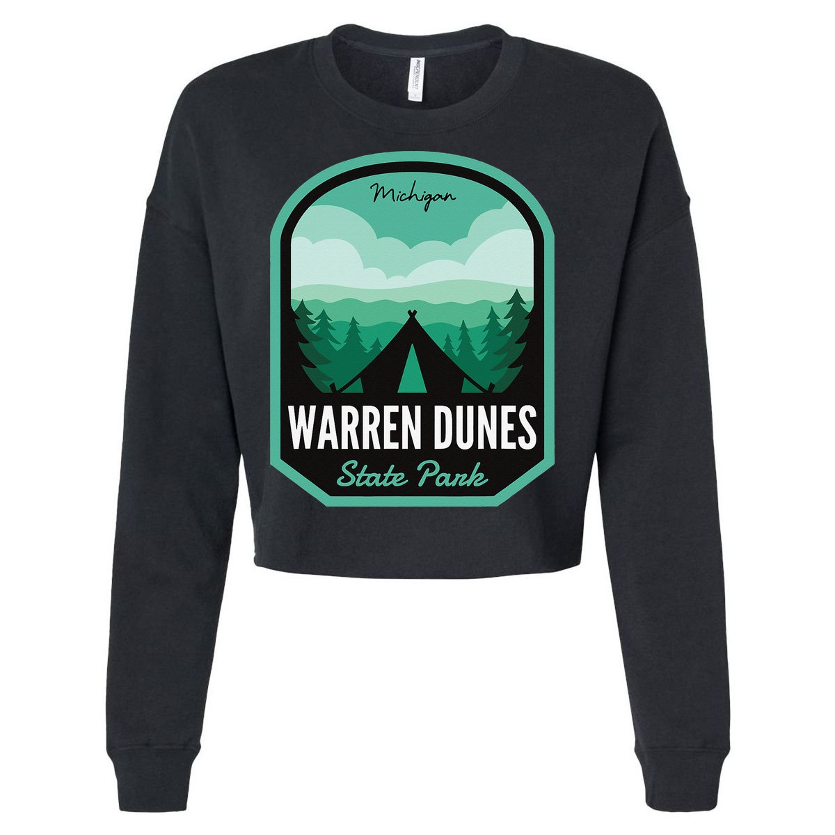 Warren Dunes State Park MI Camping Cropped Pullover Crew