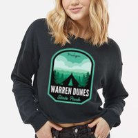 Warren Dunes State Park MI Camping Cropped Pullover Crew