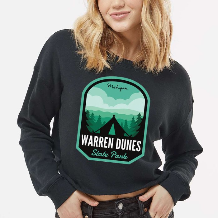 Warren Dunes State Park MI Camping Cropped Pullover Crew