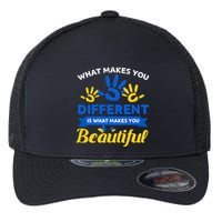 World Down Syndrome Day Awareness Ribbon T21 Day Beautiful Flexfit Unipanel Trucker Cap