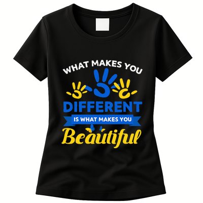 World Down Syndrome Day Awareness Ribbon T21 Day Beautiful Womens T-Shirt