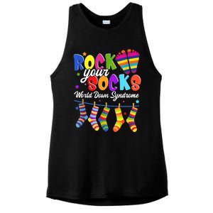 World Down Syndrome Day Rock Your Socks Awareness Ladies PosiCharge Tri-Blend Wicking Tank