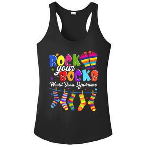 World Down Syndrome Day Rock Your Socks Awareness Ladies PosiCharge Competitor Racerback Tank