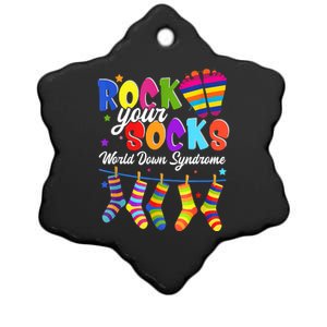 World Down Syndrome Day Rock Your Socks Awareness Ceramic Star Ornament