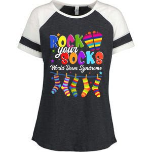 World Down Syndrome Day Rock Your Socks Awareness Enza Ladies Jersey Colorblock Tee