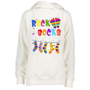 World Down Syndrome Day Rock Your Socks Awareness Womens Funnel Neck Pullover Hood