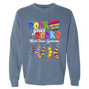 World Down Syndrome Day Rock Your Socks Awareness Garment-Dyed Sweatshirt