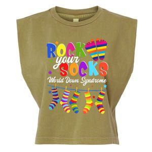 World Down Syndrome Day Rock Your Socks Awareness Garment-Dyed Women's Muscle Tee