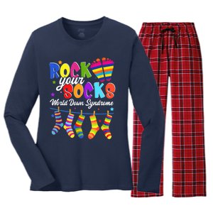 World Down Syndrome Day Rock Your Socks Awareness Women's Long Sleeve Flannel Pajama Set 