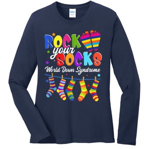 World Down Syndrome Day Rock Your Socks Awareness Ladies Long Sleeve Shirt