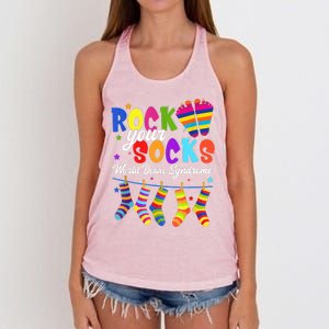 World Down Syndrome Day Rock Your Socks Awareness Women's Knotted Racerback Tank