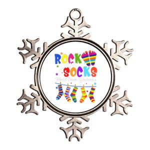 World Down Syndrome Day Rock Your Socks Awareness Metallic Star Ornament