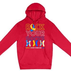 World Down Syndrome Day Rock Your Socks Awareness Premium Pullover Hoodie