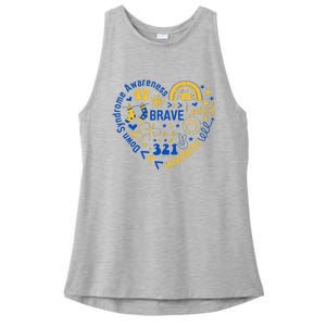 World Down Syndrome Day Awarenes 3.21 Heart Ladies PosiCharge Tri-Blend Wicking Tank