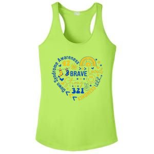 World Down Syndrome Day Awarenes 3.21 Heart Ladies PosiCharge Competitor Racerback Tank