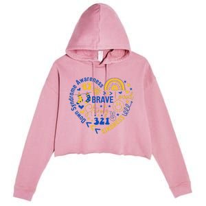 World Down Syndrome Day Awarenes 3.21 Heart Crop Fleece Hoodie