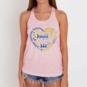 World Down Syndrome Day Awarenes 3.21 Heart Women's Knotted Racerback Tank