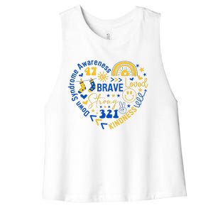 World Down Syndrome Day Awarenes 3.21 Heart Women's Racerback Cropped Tank