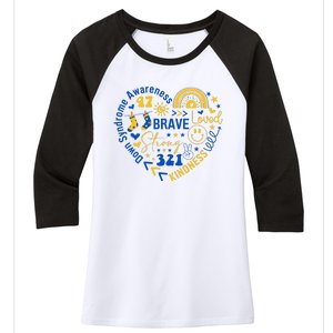 World Down Syndrome Day Awarenes 3.21 Heart Women's Tri-Blend 3/4-Sleeve Raglan Shirt